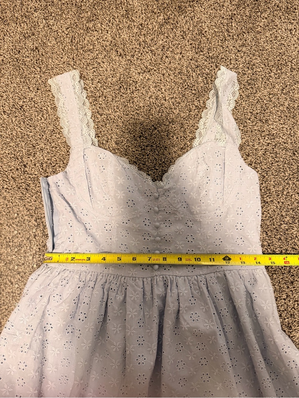 Cider Light Blue Cotton Broderie Anglaise Midi Dress - Picture 6 of 6